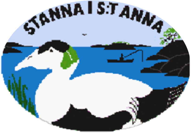 Dekal med Ejdern och texten Stanna i S:t Anna