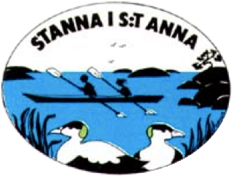 Dekal med kajakpaddlare och texten Stanna i S:t Anna